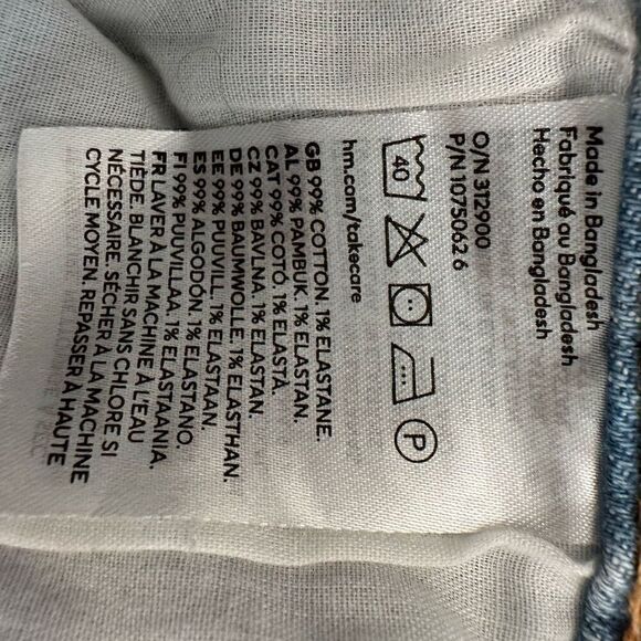 H & M Slim Fit Ripped High Rise Straight Leg Jeans Blue Size 12 - Picture 4 of 4